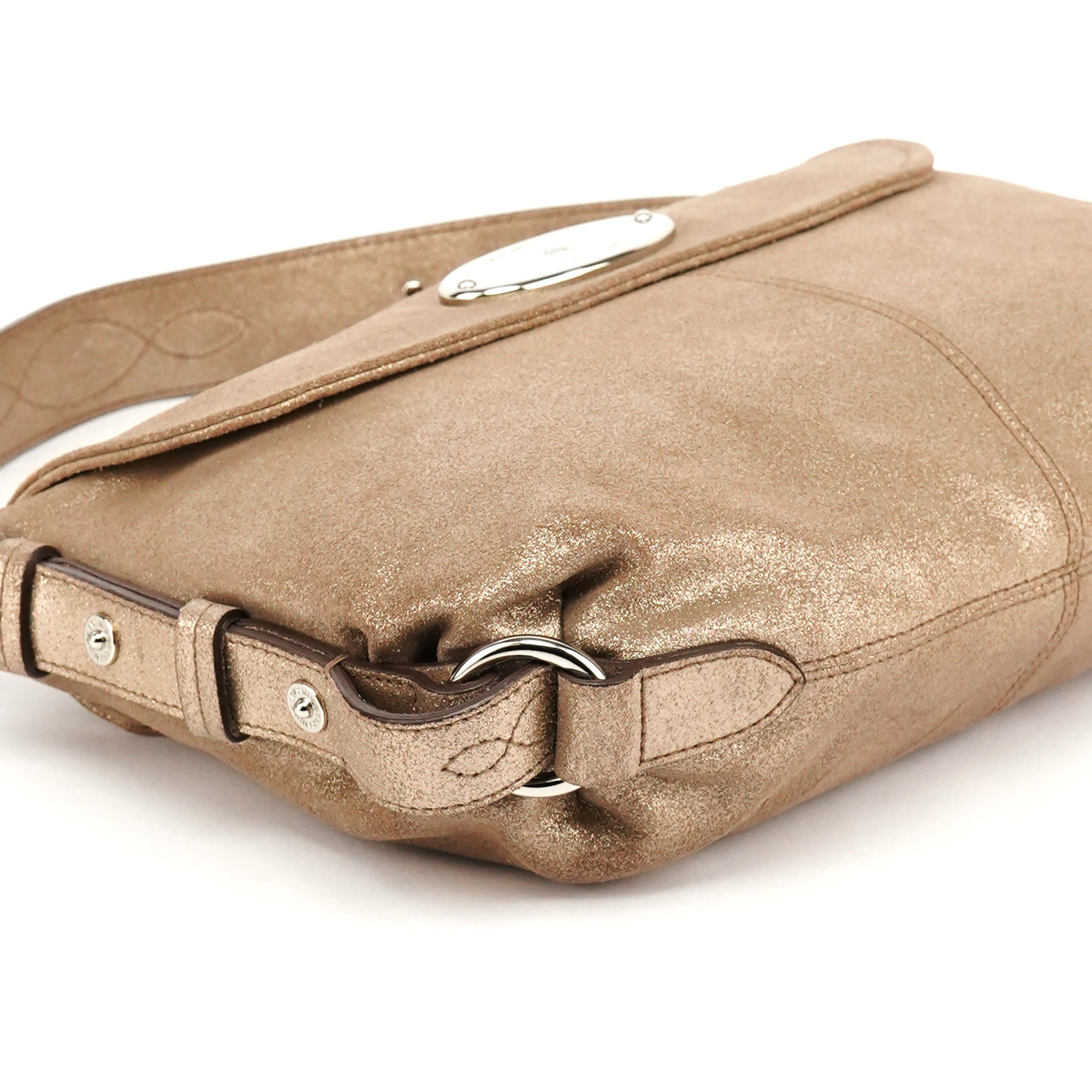 Pink Gold Metallic Leather Shoulder Bag