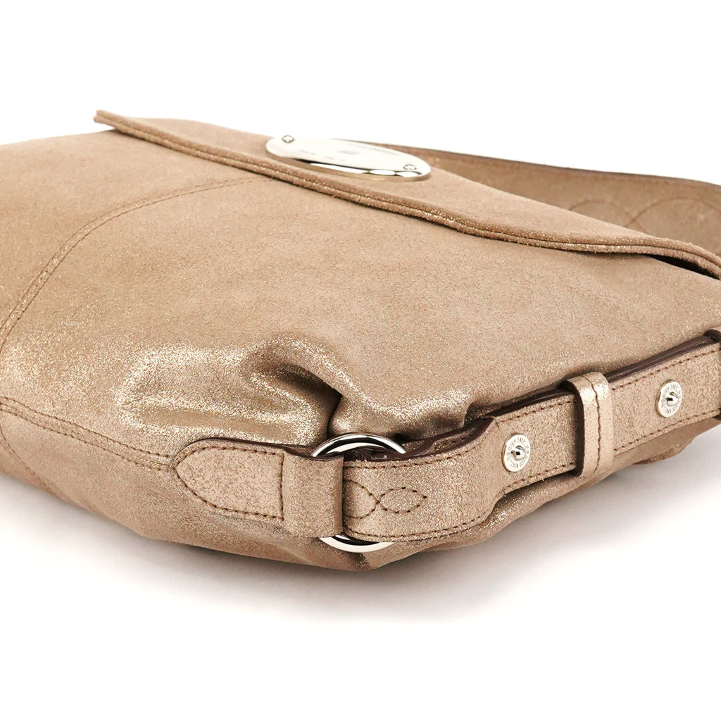 Pink Gold Metallic Leather Shoulder Bag
