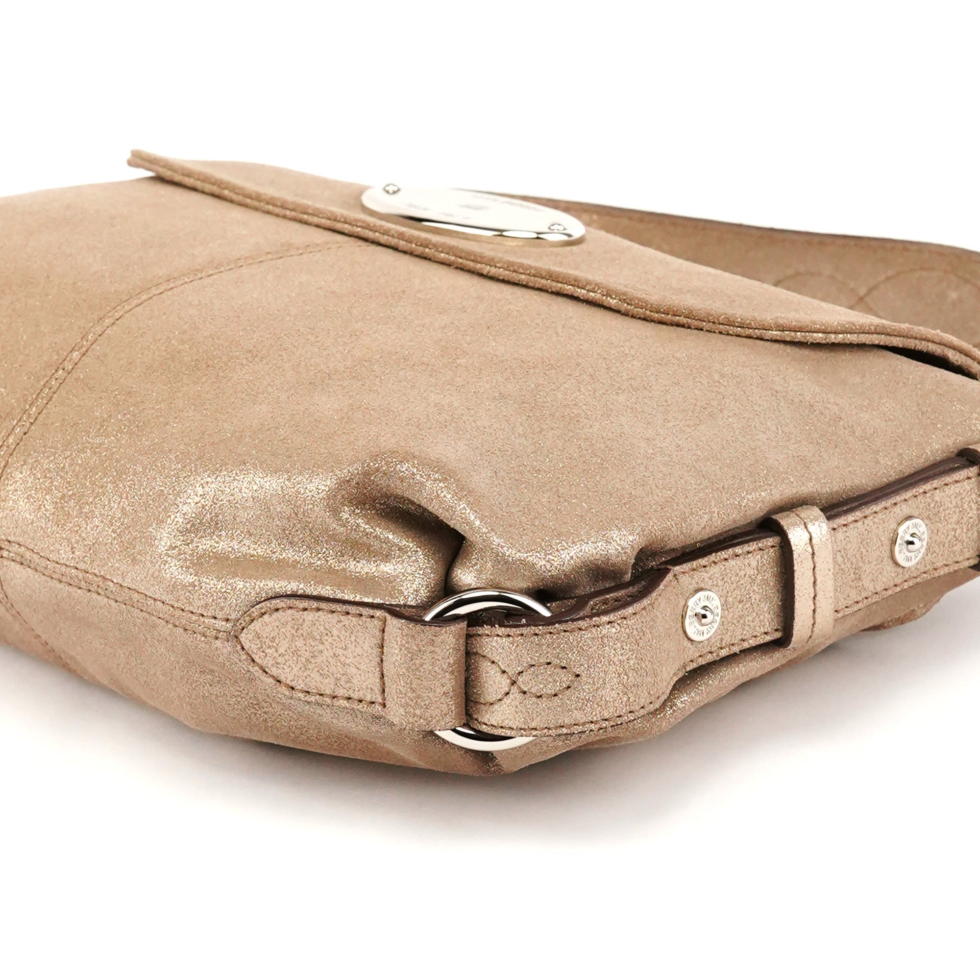 Pink Gold Metallic Leather Shoulder Bag