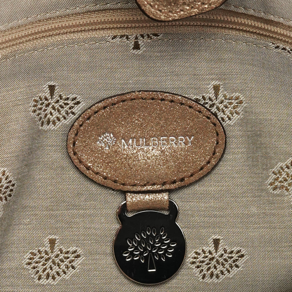 Pink Gold Metallic Leather Shoulder Bag