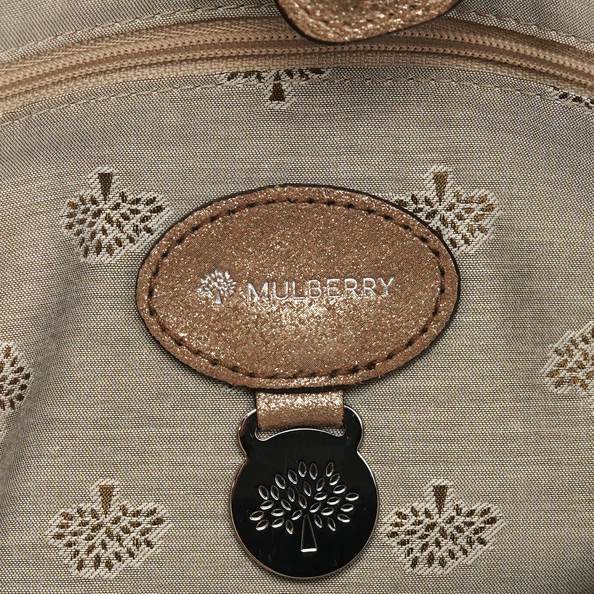 Pink Gold Metallic Leather Shoulder Bag