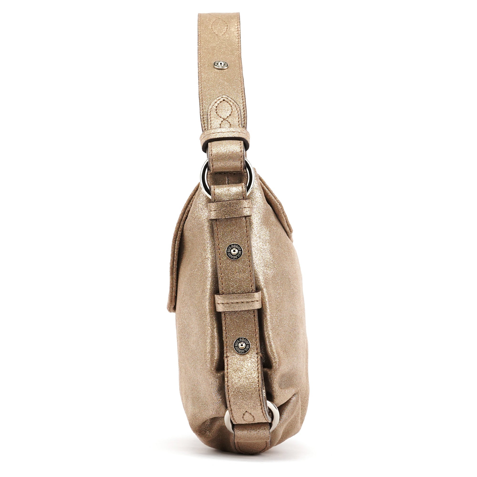 Pink Gold Metallic Leather Shoulder Bag