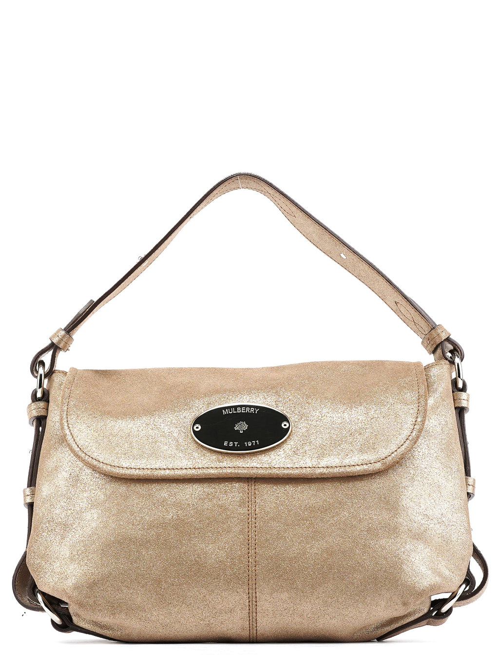 Pink Gold Metallic Leather Shoulder Bag
