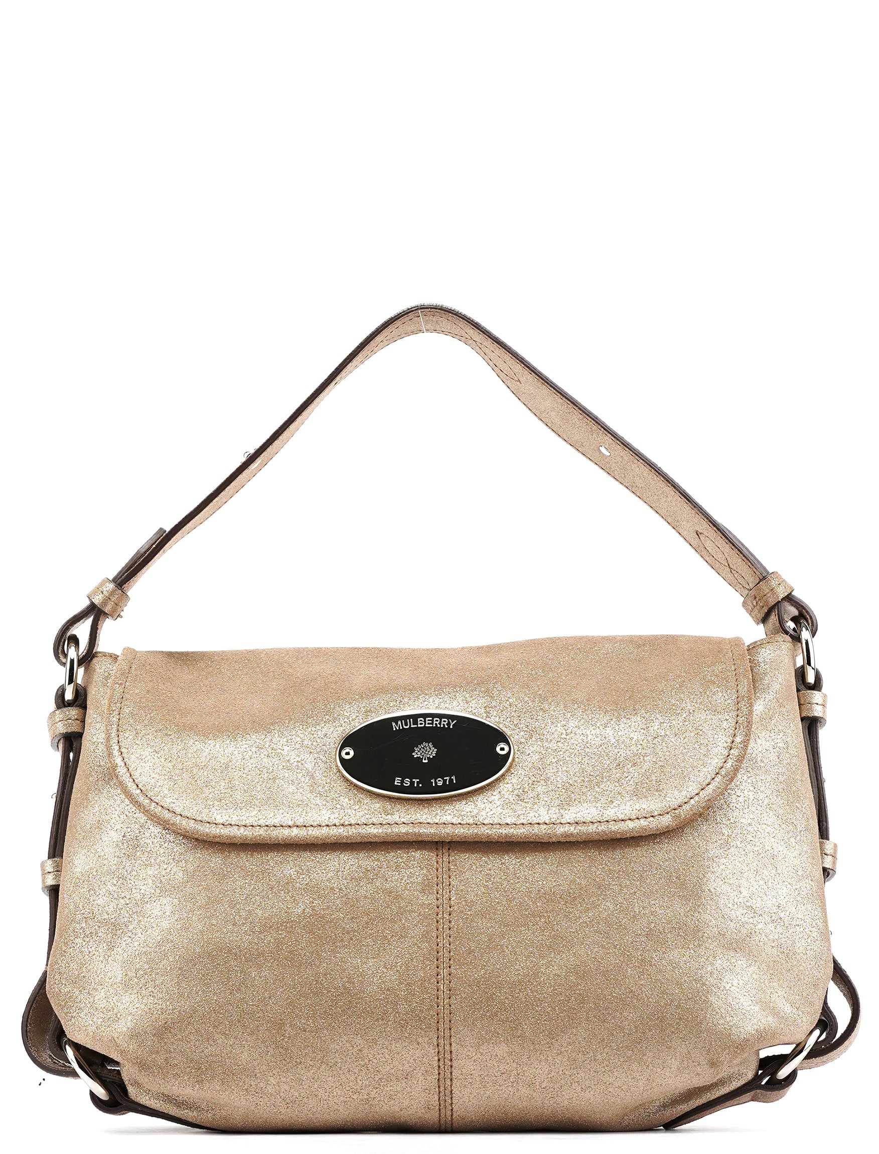 Pink Gold Metallic Leather Shoulder Bag