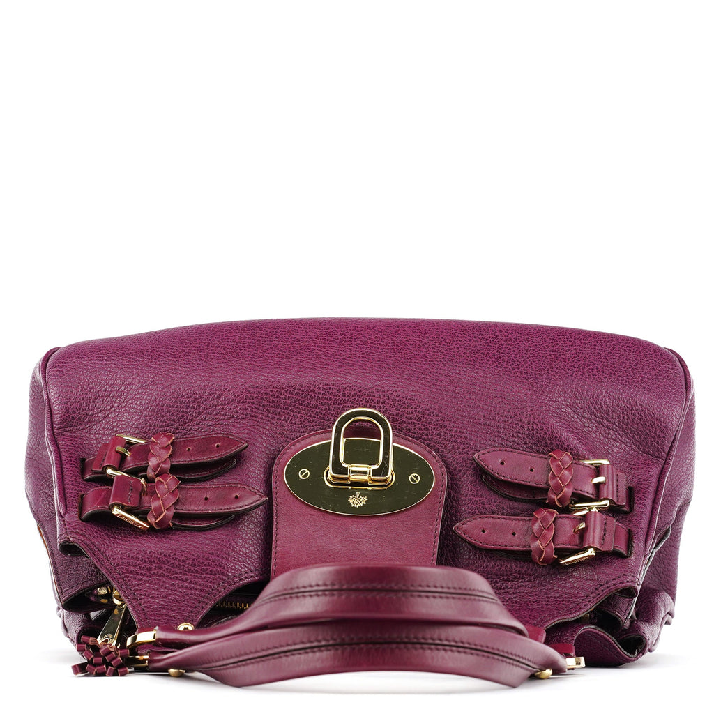 Purple Leather Top Handle Bag