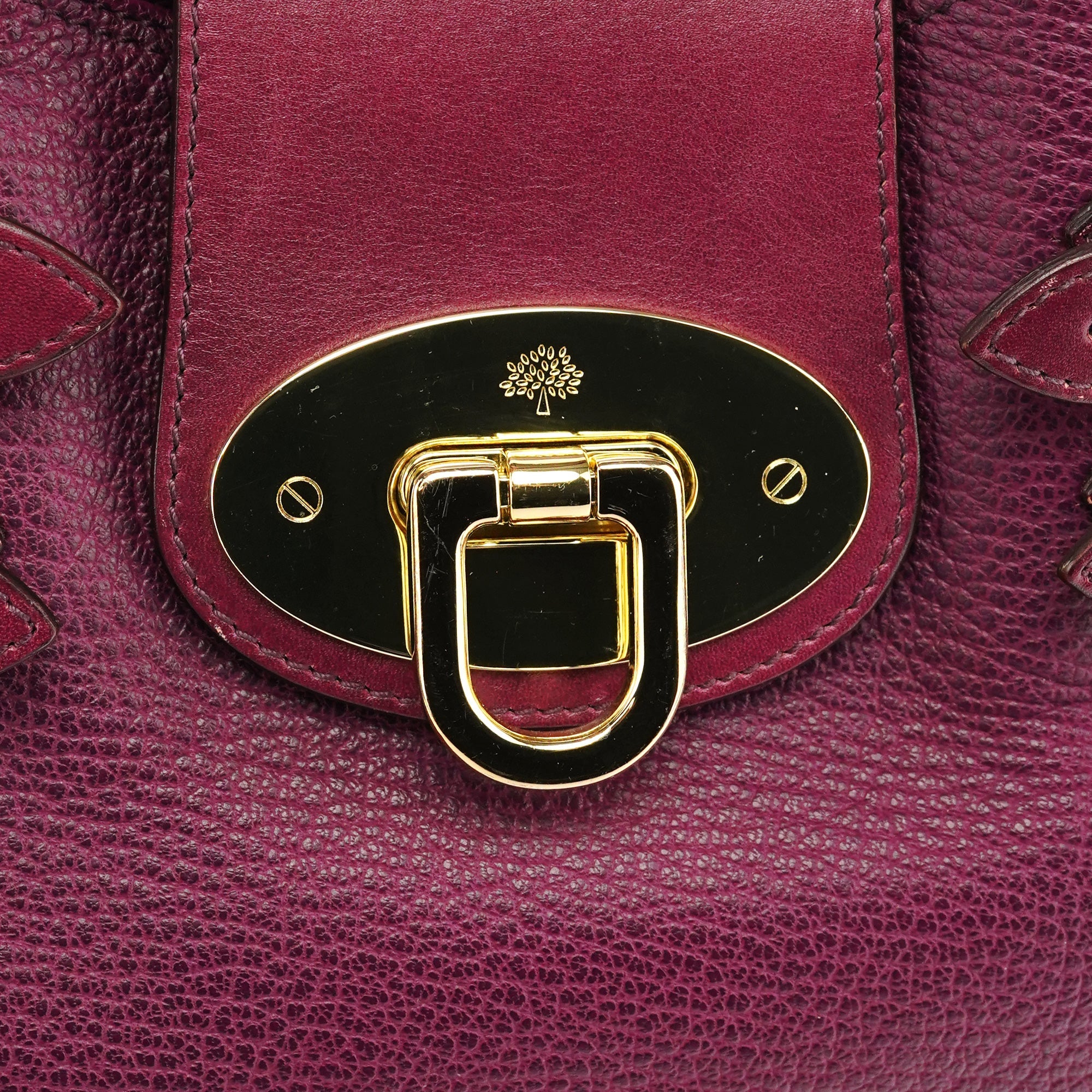 Purple Leather Top Handle Bag