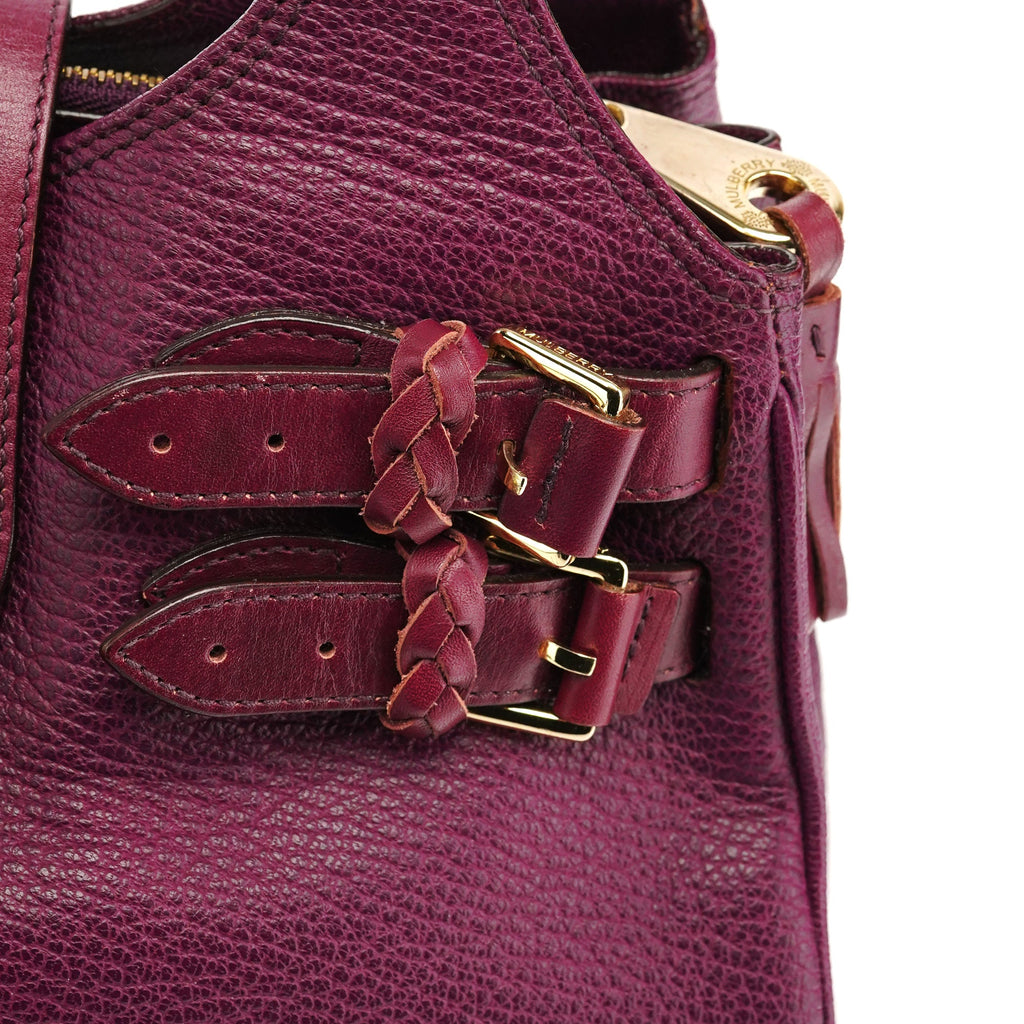 Purple Leather Top Handle Bag