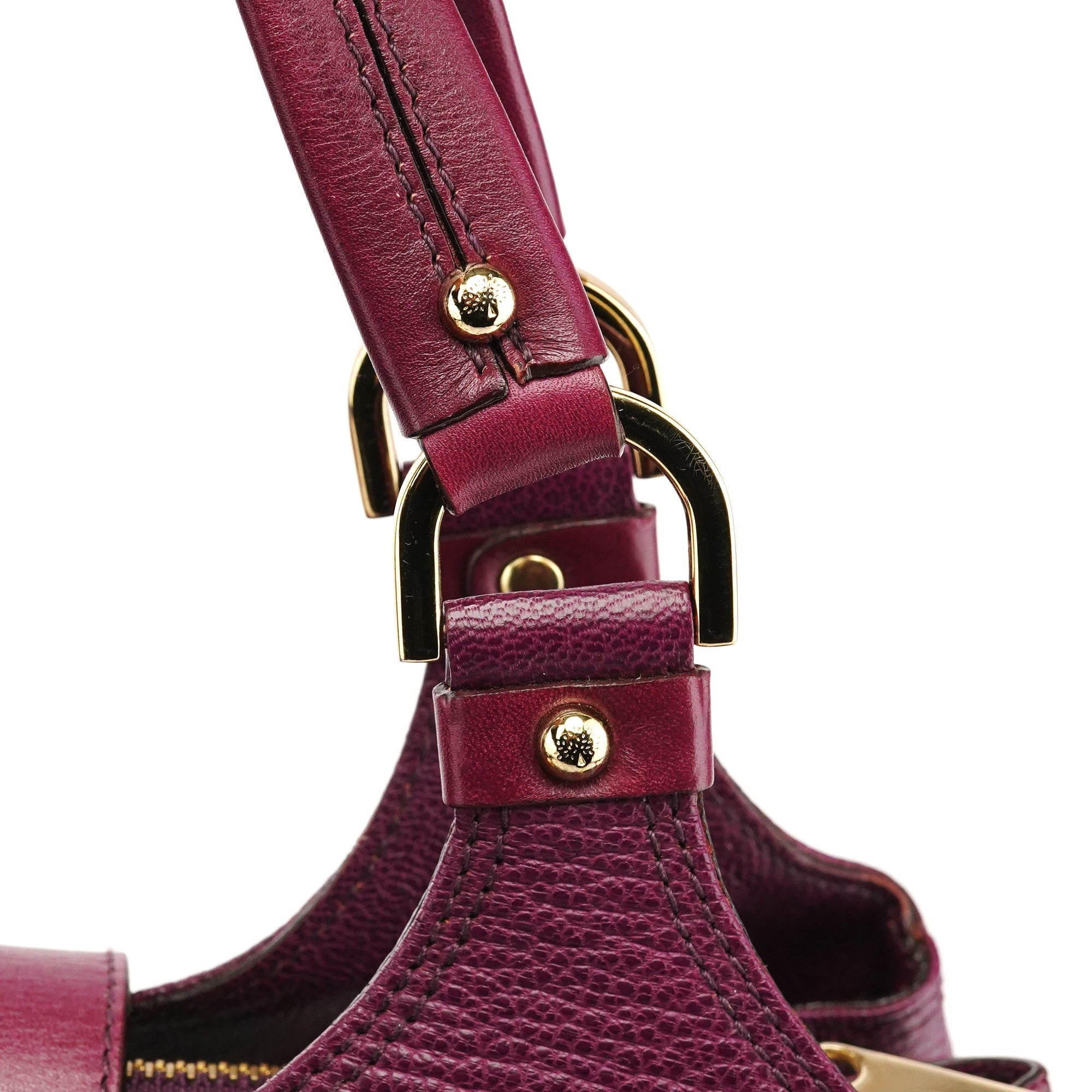 Purple Leather Top Handle Bag