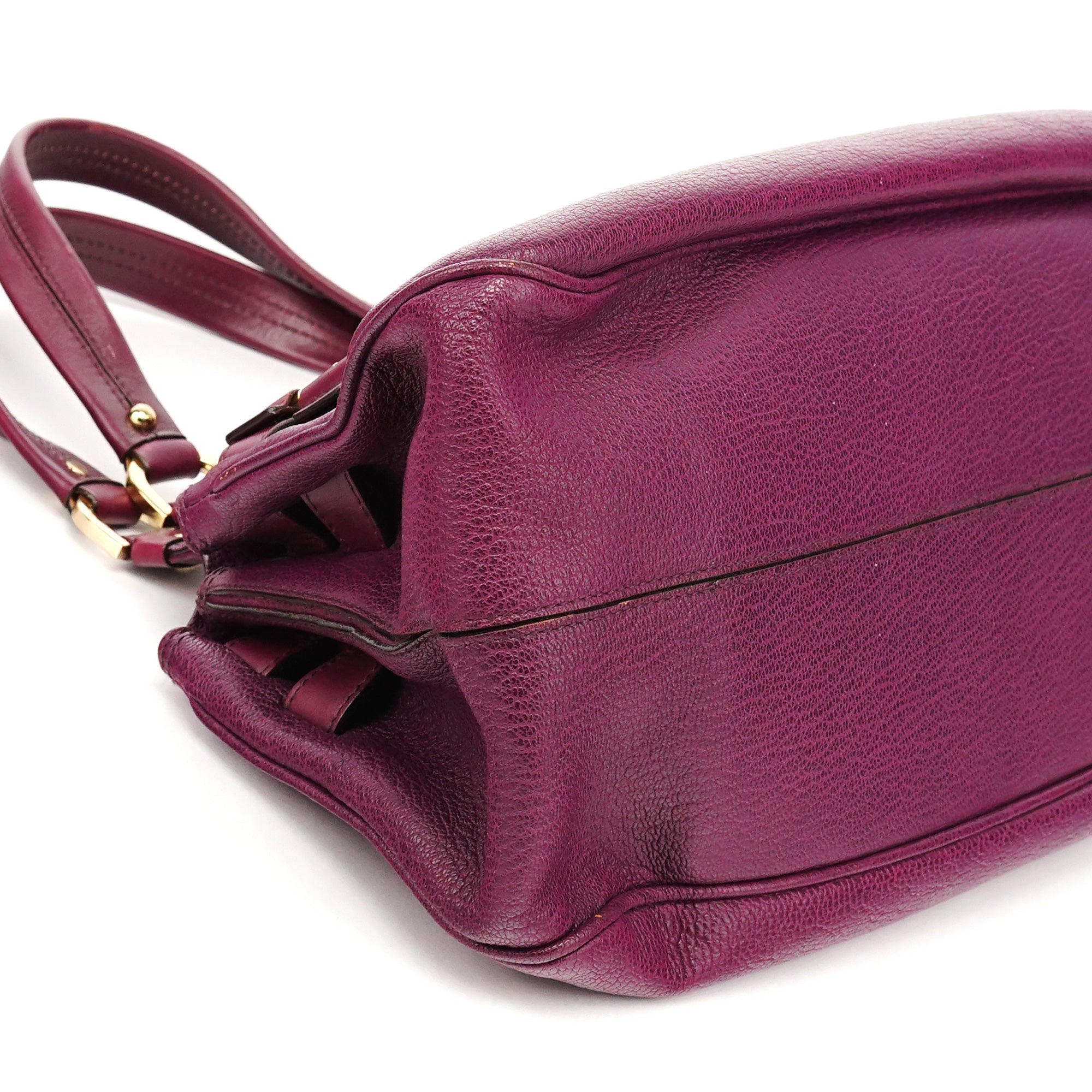 Purple Leather Top Handle Bag
