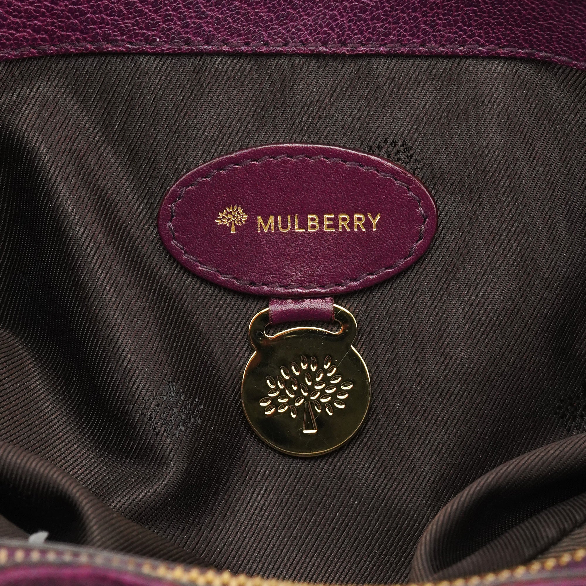 Purple Leather Top Handle Bag