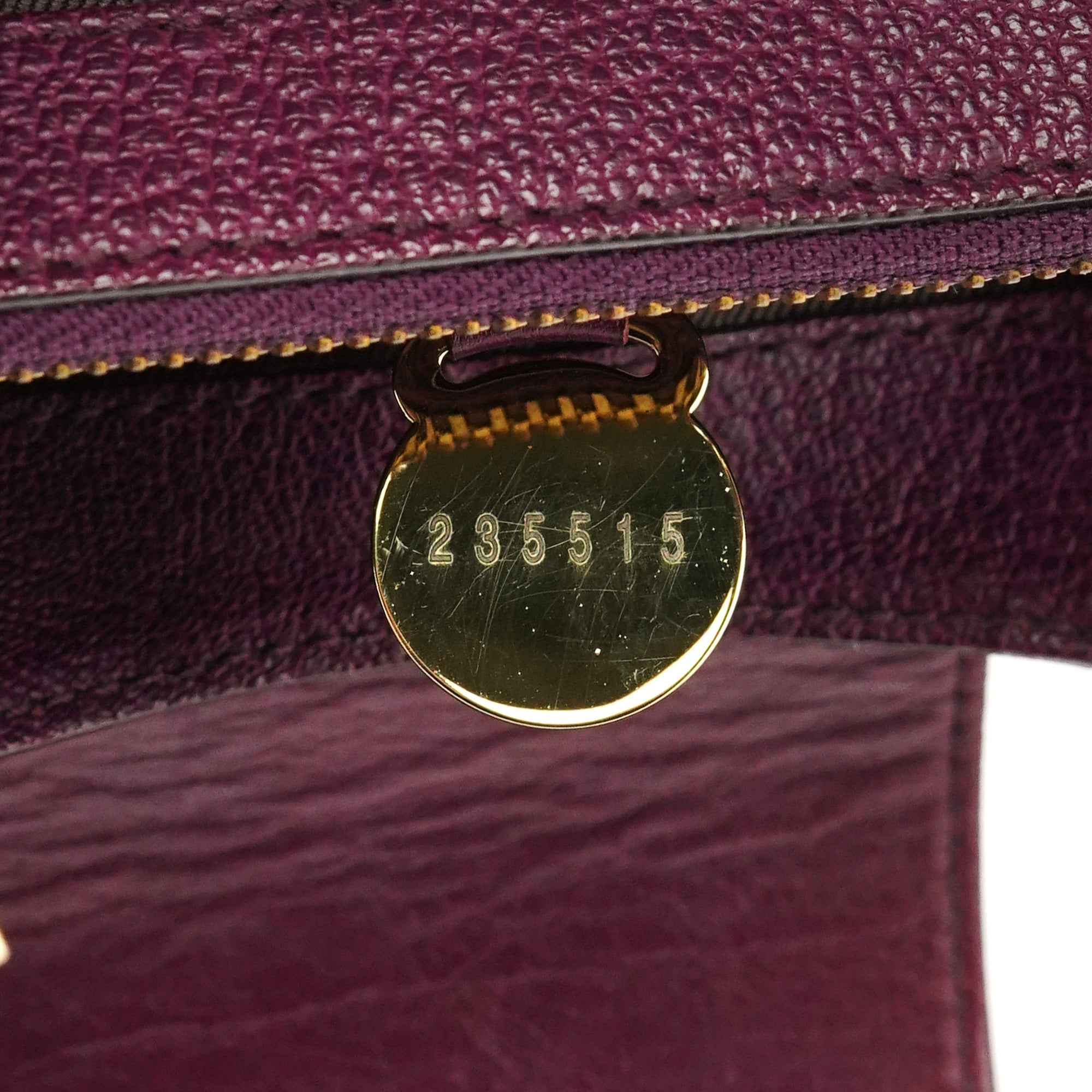 Purple Leather Top Handle Bag