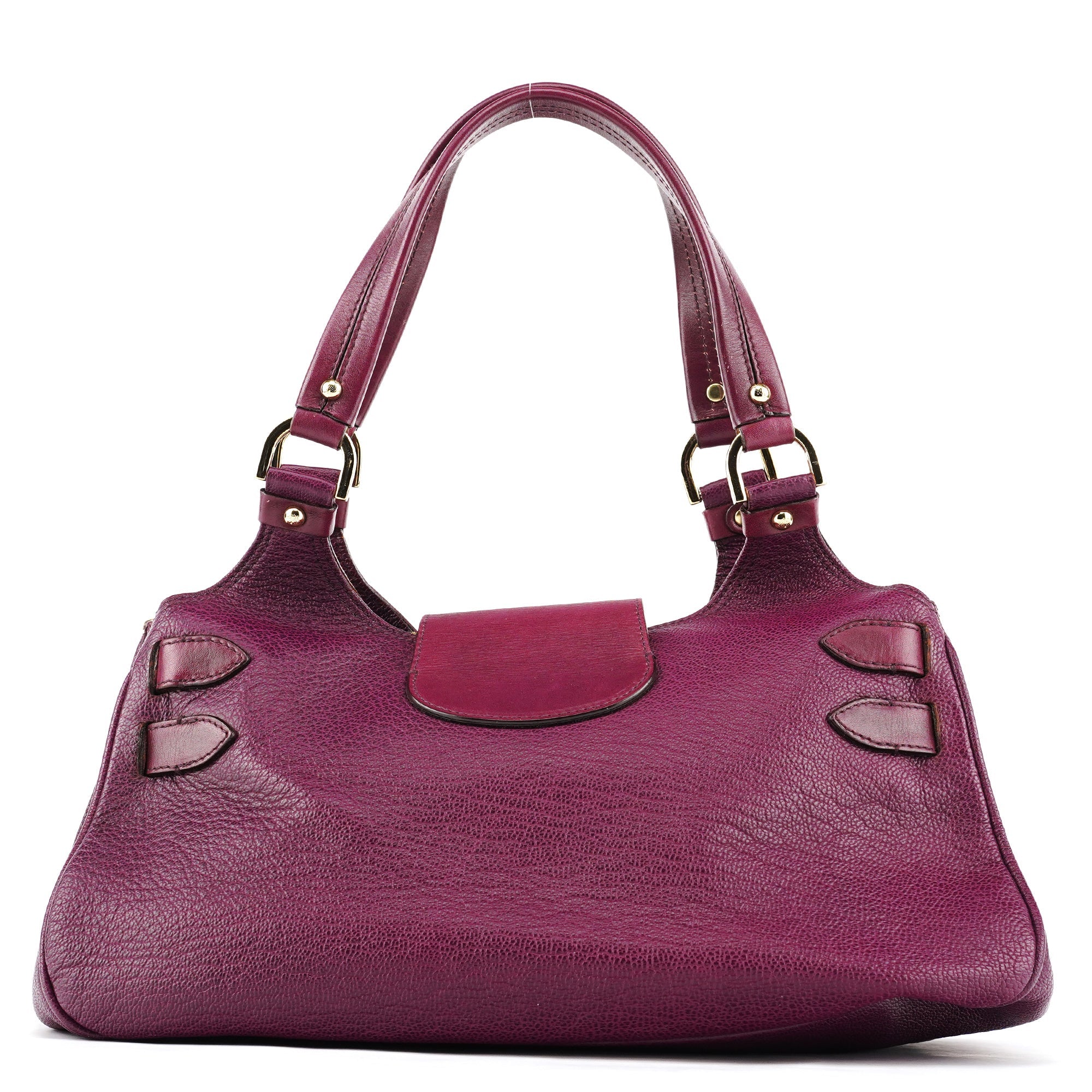 Purple Leather Top Handle Bag