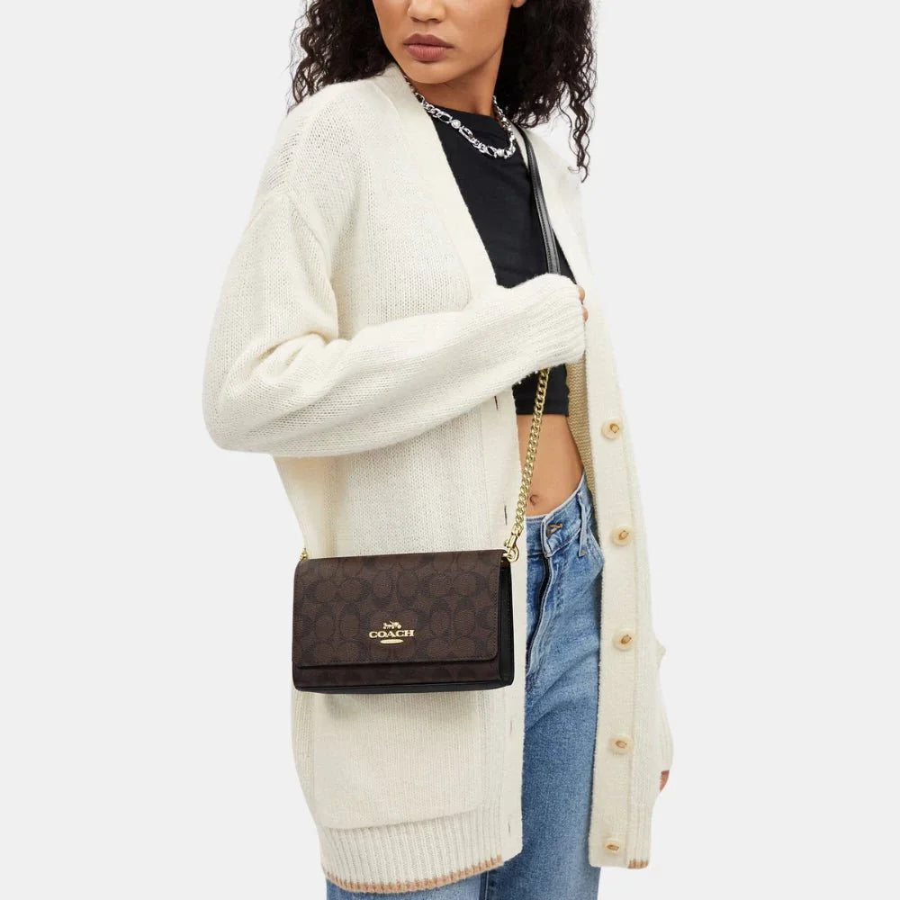 Coach Flap Clutch Crossbody in Signature Canvas