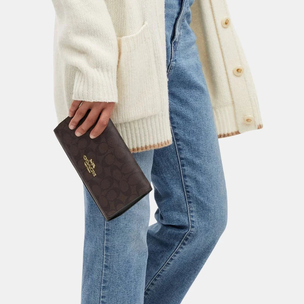 Coach Flap Clutch Crossbody in Signature Canvas