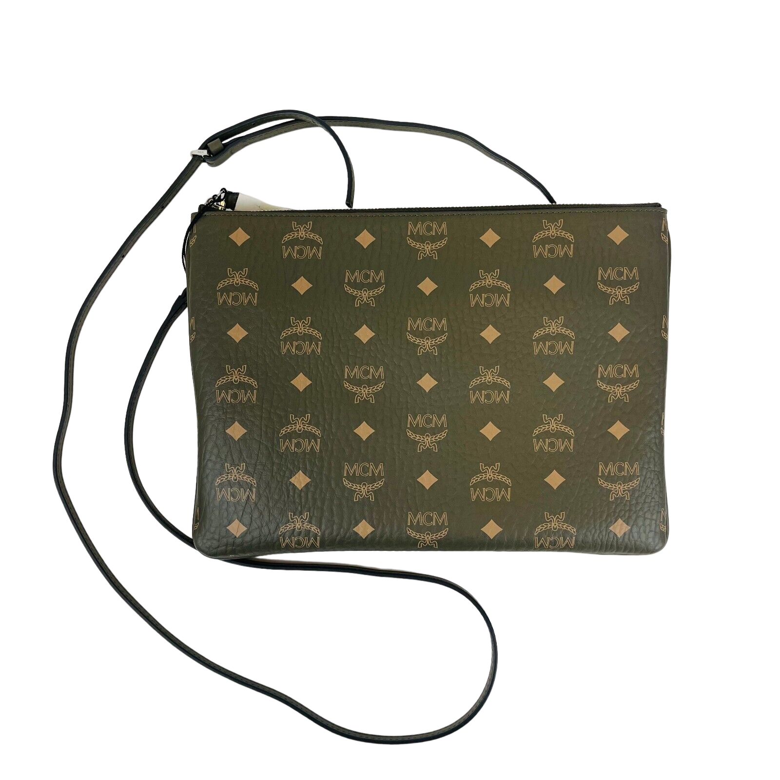 MCM Women Green Sea Turtle Visetos Coated Canvas Crossbody Bag
