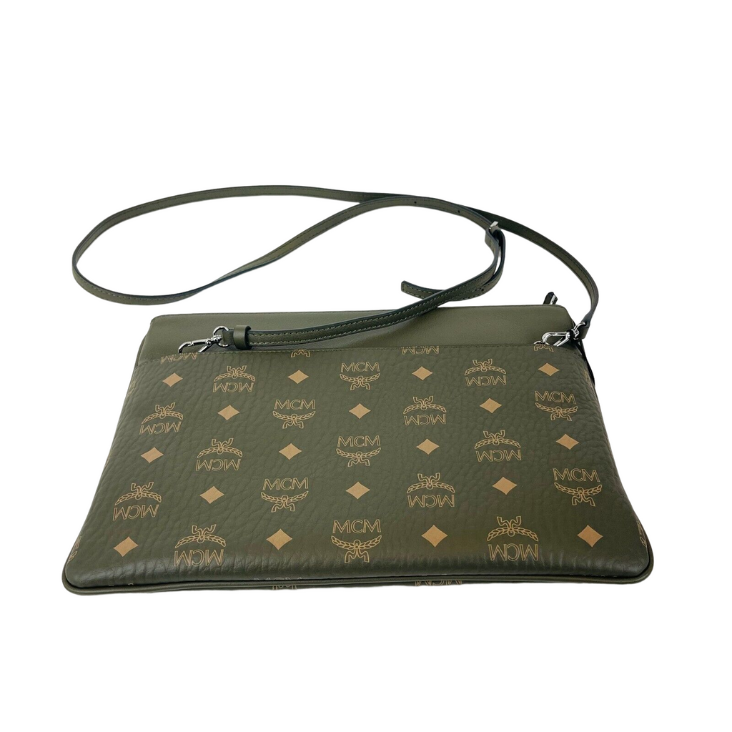 MCM Green Sea Turtle Visetos Coated Canvas Crossbody Bag