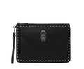 MCM Black Nappa Leather Studded Robert Wristlet Zip Pouch