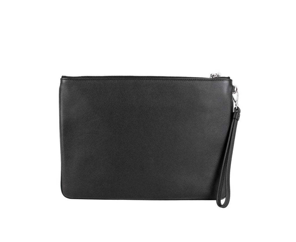MCM Black Nappa Leather Studded Robert Wristlet Zip Pouch