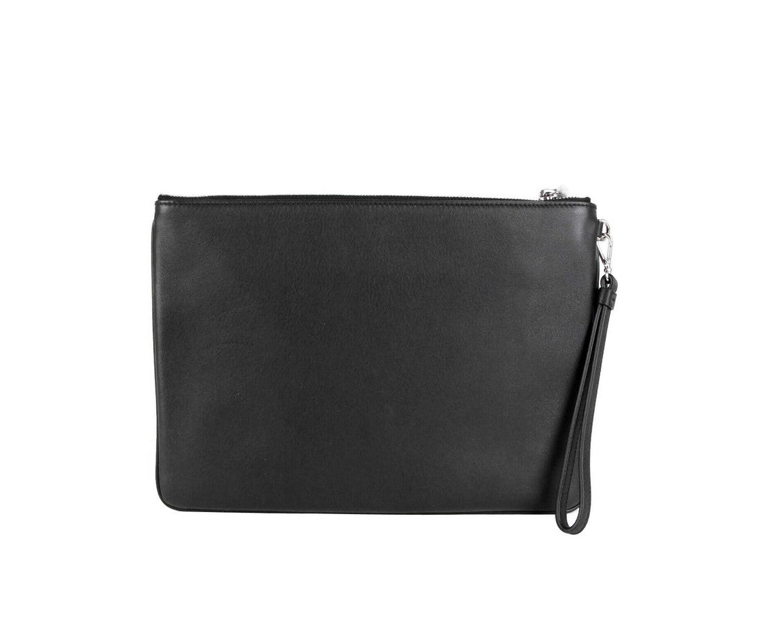 MCM Black Nappa Leather Studded Robert Wristlet Zip Pouch