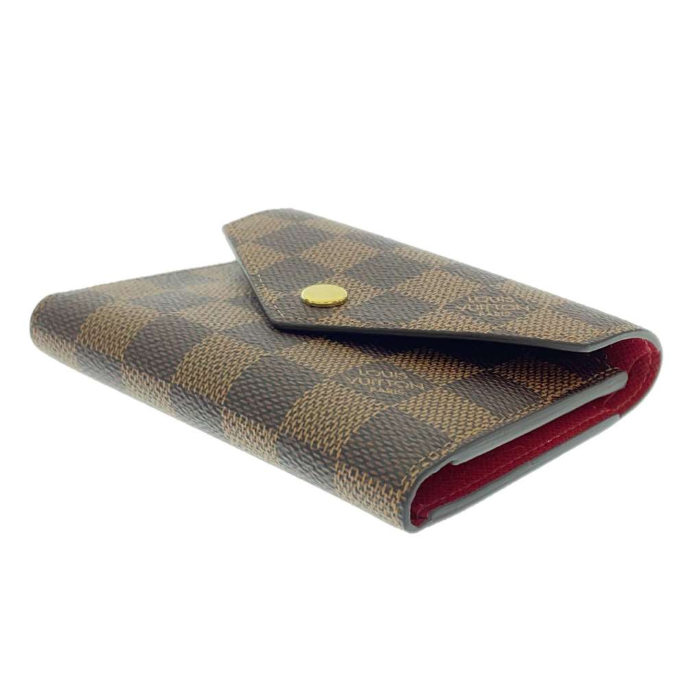 LOUIS VUITTON Portefeuille Victorine RedN41659 Damier Ebene Canvas