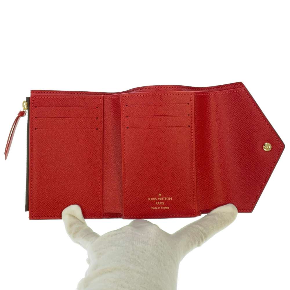 LOUIS VUITTON Portefeuille Victorine RedN41659 Damier Ebene Canvas