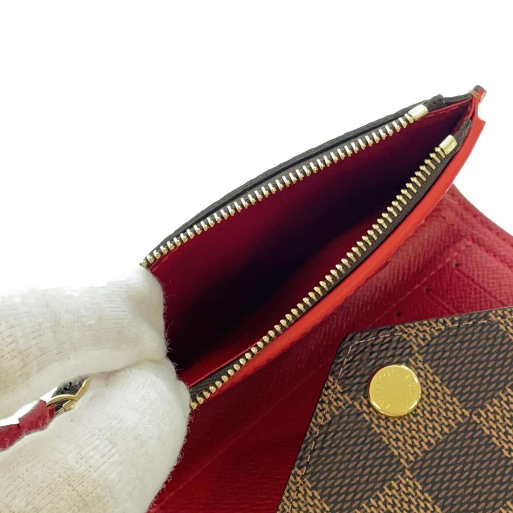 LOUIS VUITTON Portefeuille Victorine RedN41659 Damier Ebene Canvas