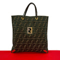 Fendi Zucca FF Canvas Leather Tote Bag