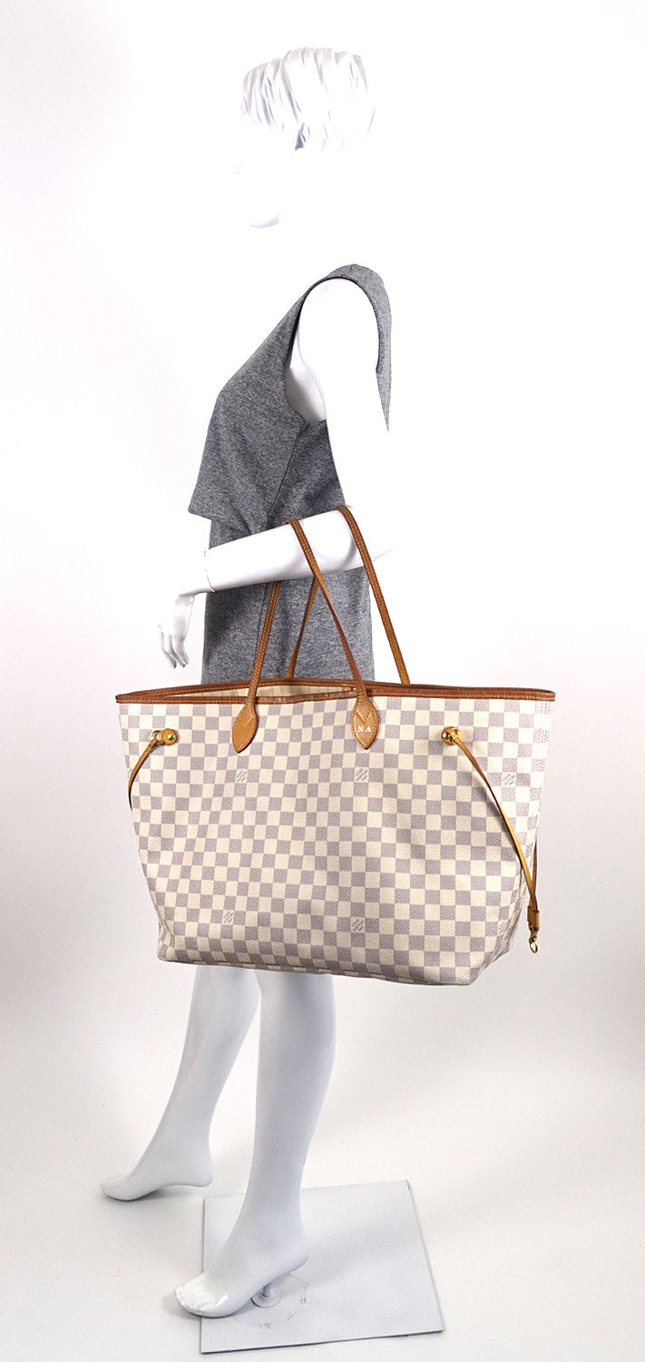 Louis Vuitto Neverfull GM Damier Azur Canvas Tote Bag with Pouch