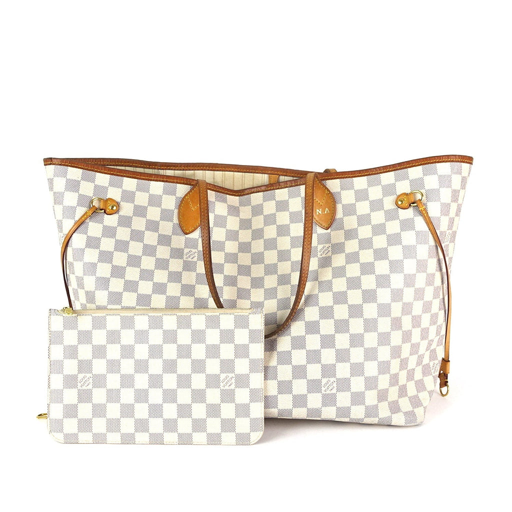 Louis Vuitto Neverfull GM Damier Azur Canvas Tote Bag with Pouch