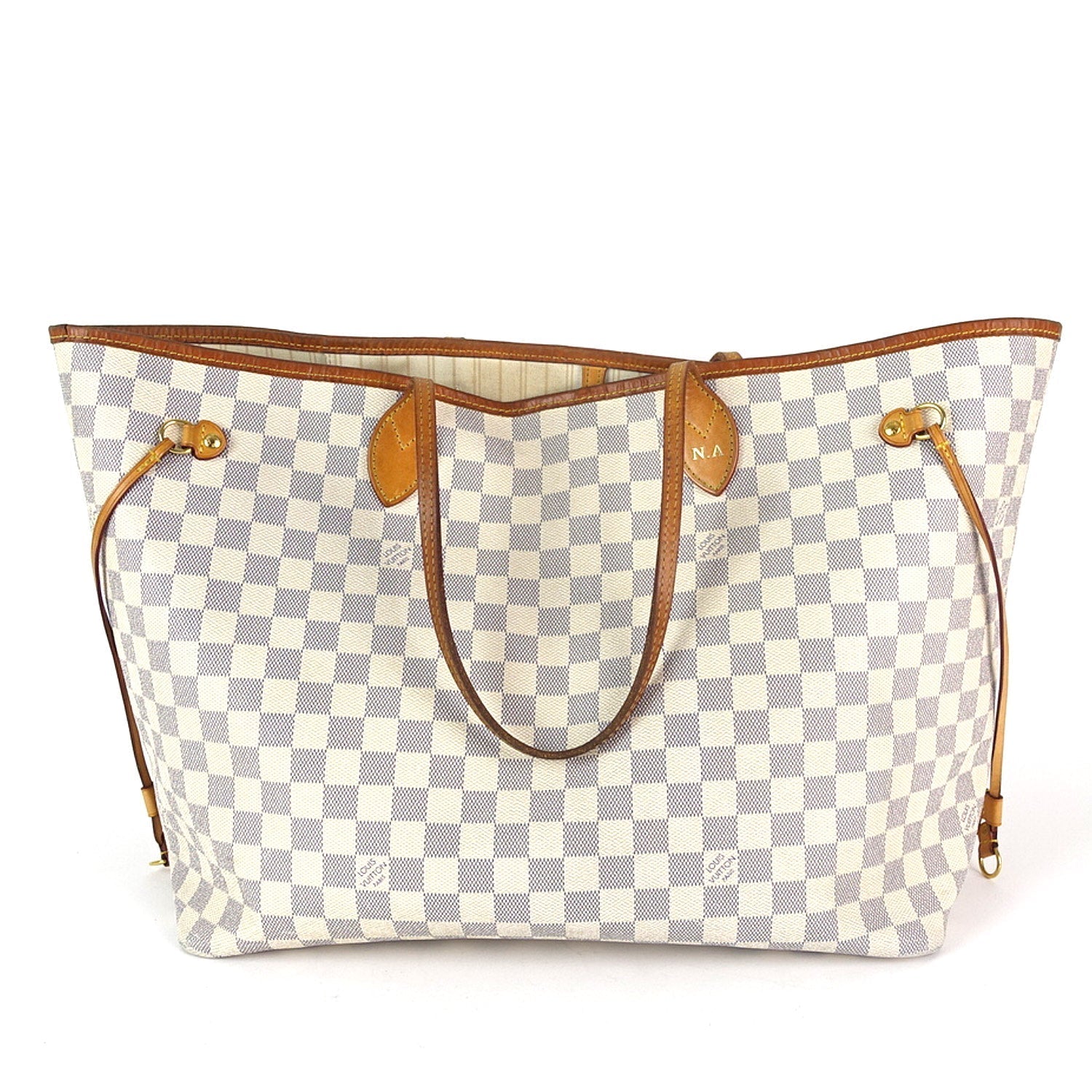 Louis Vuitto Neverfull GM Damier Azur Canvas Tote Bag with Pouch