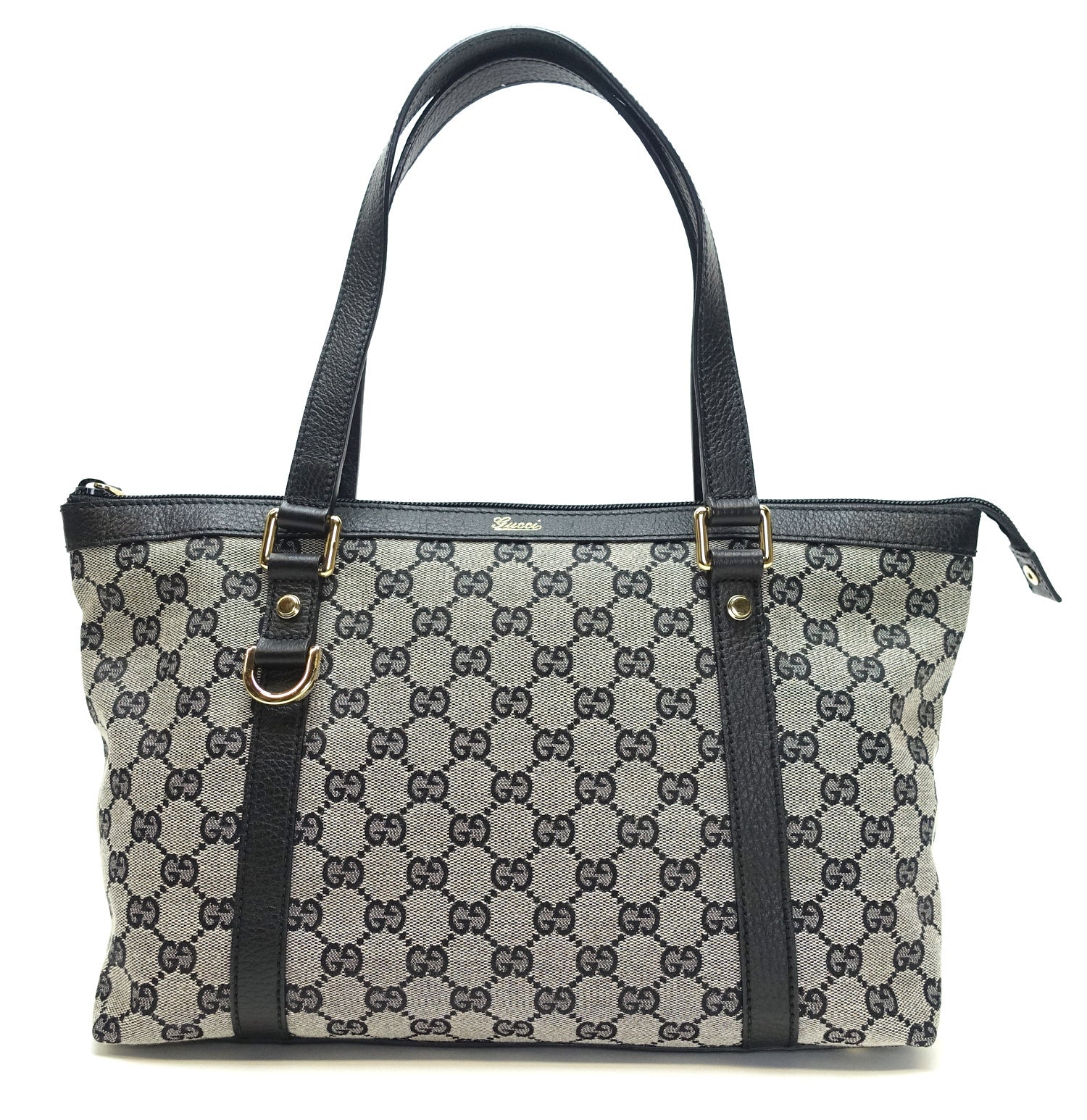 Gucci Abbey Monogram Canvas Zip Tote Bag