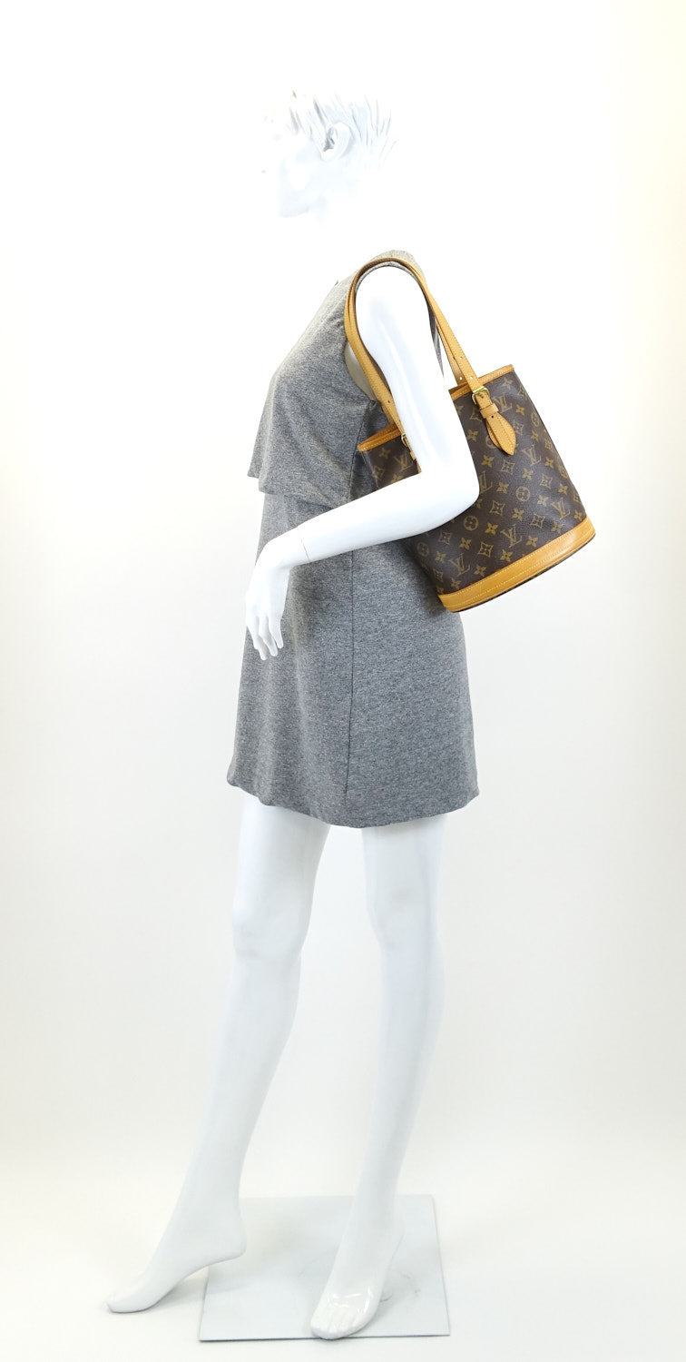 Louis Vuitto Petit Bucket Monogram Canvas Tote Bag