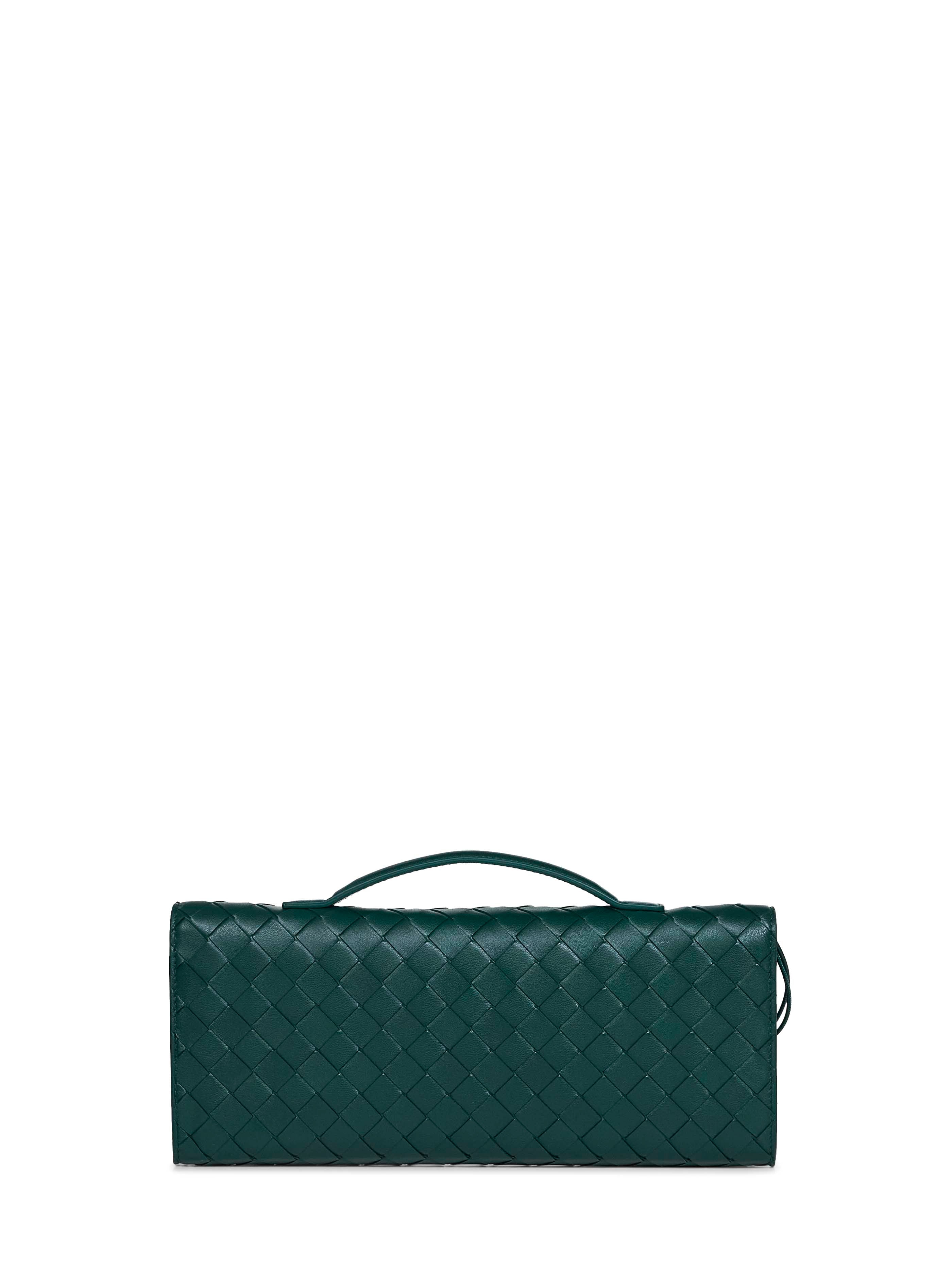 Bottega Veneta Women Emerald Green Andiamo Clutch Top Handle Clutch Bag