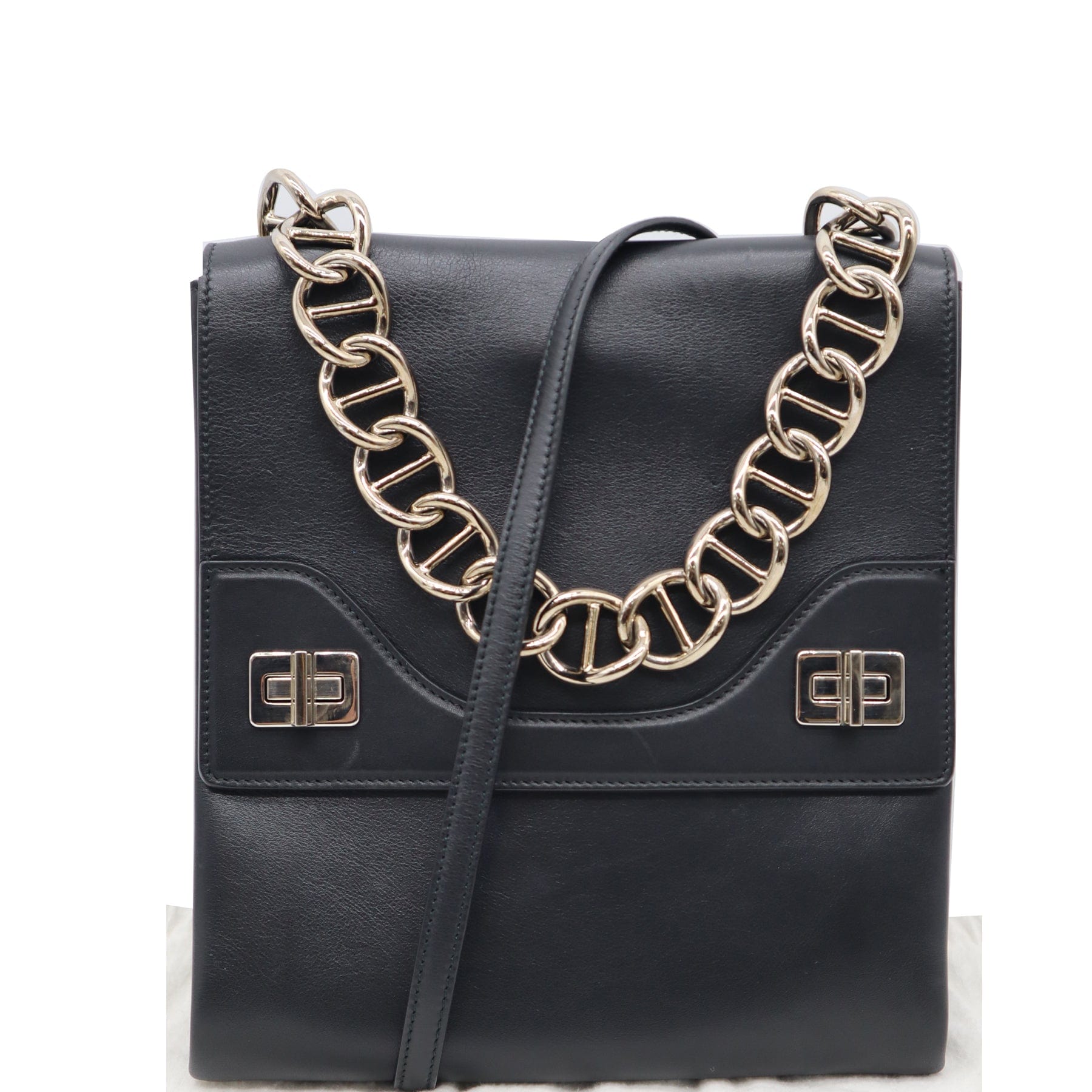 Prada Flap Turn Lock Shoulder Bag Black - Hot Deals