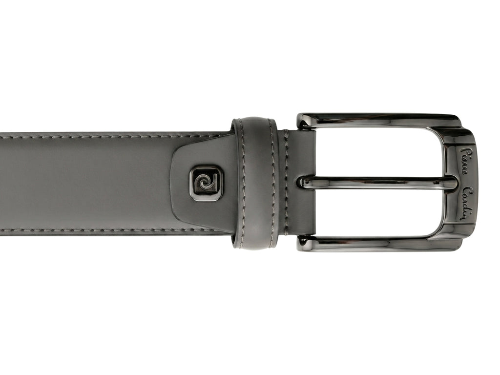 Pierre Cardin Shiny Grey Classic Black Silver D-Ring Adjustable Belt Adjustable Mens Belt-38