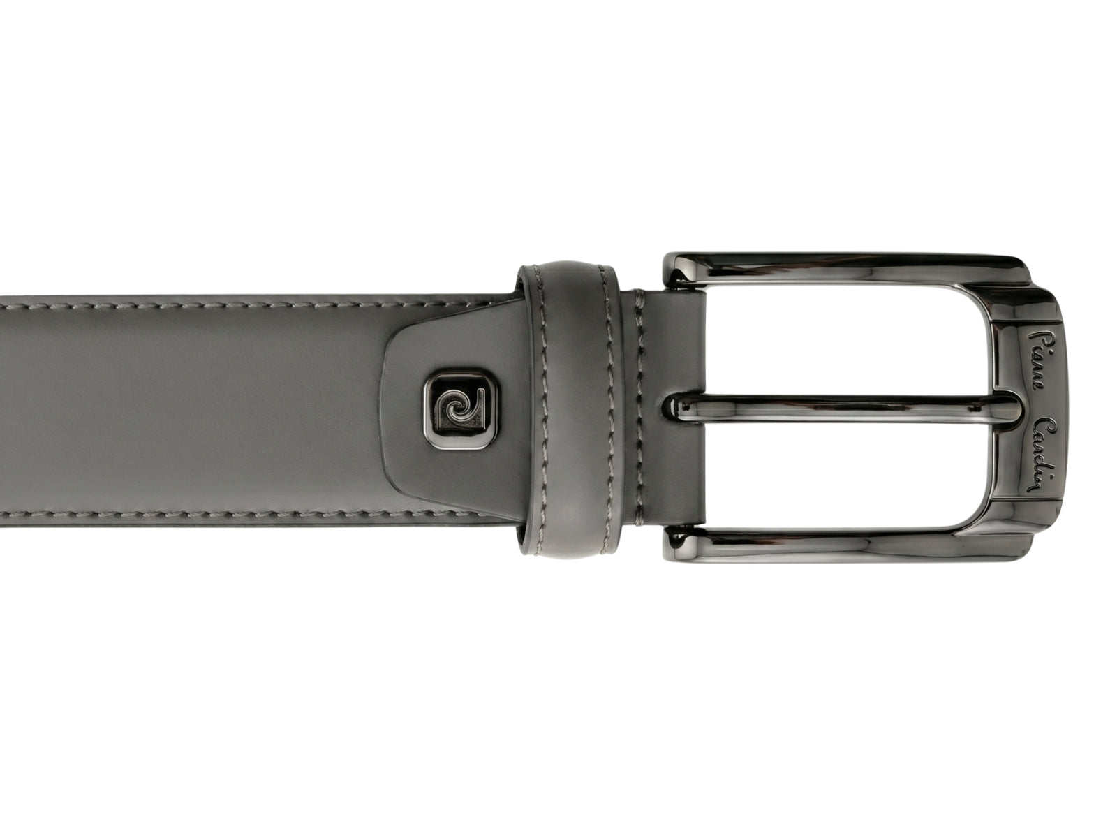 Pierre Cardin Shiny Grey Classic Black Silver D-Ring Adjustable Belt Adjustable Mens Belt-38