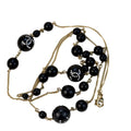 Chanel CC Black Beads Long Chain Necklace