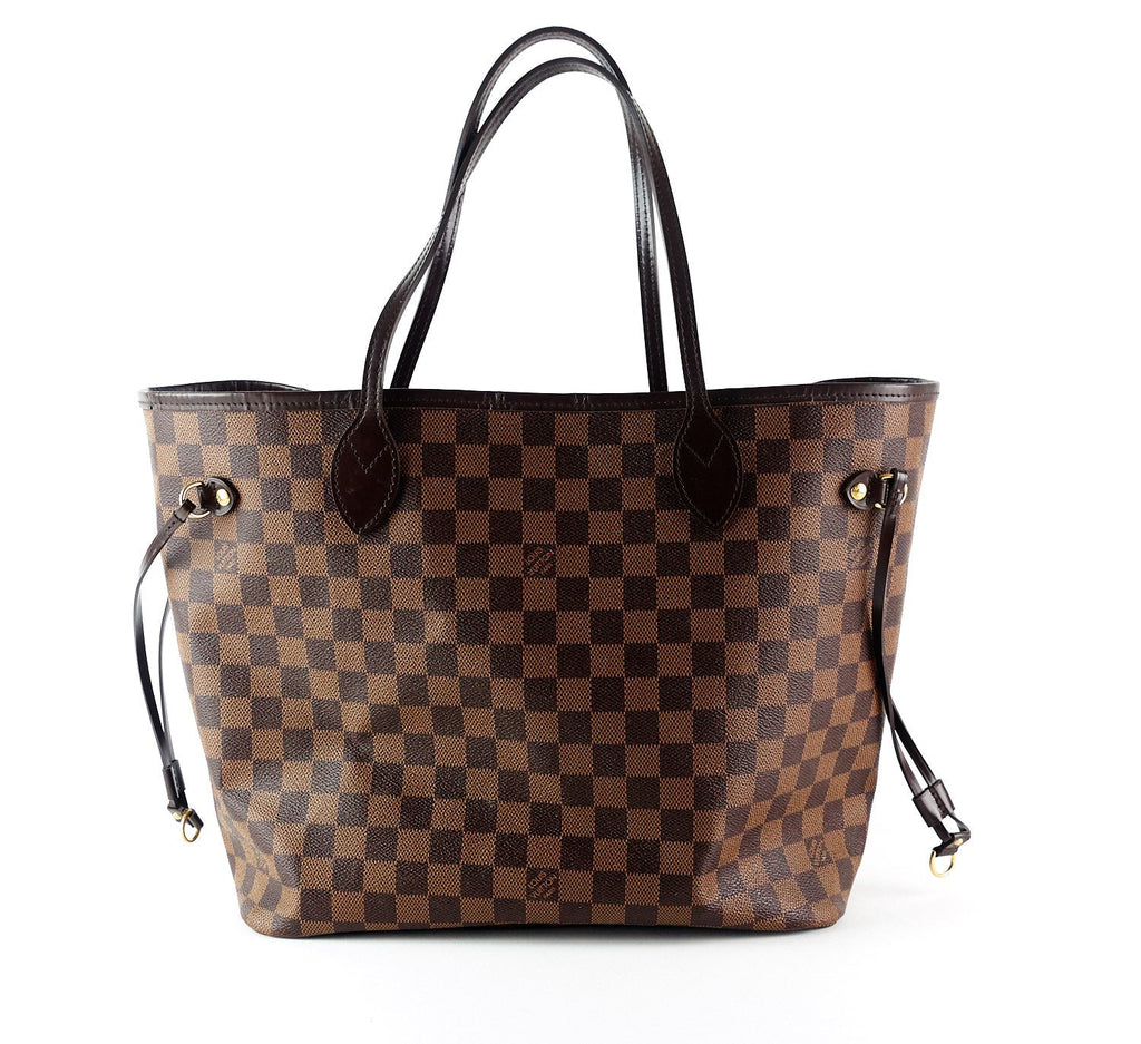 Louis Vuitto Neverfull MM Damier Ebène Canvas Tote Bag with Pouch