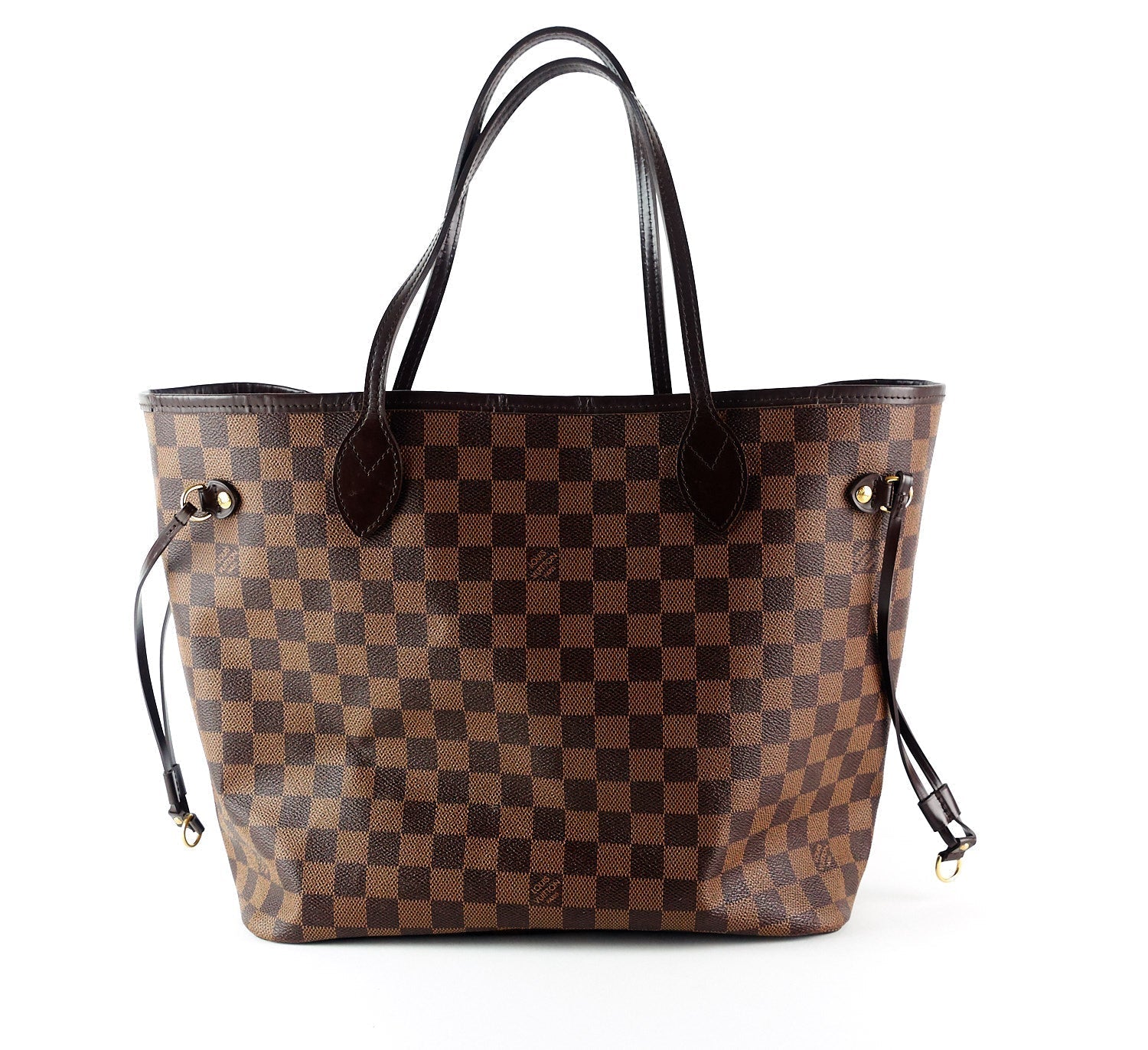 Louis Vuitto Neverfull MM Damier Ebène Canvas Tote Bag with Pouch