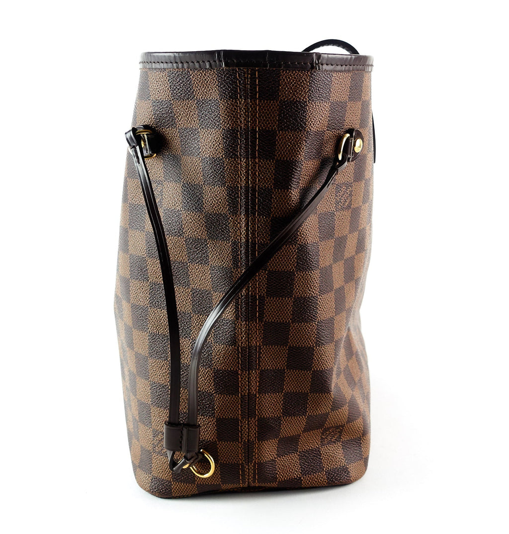 Louis Vuitto Neverfull MM Damier Ebène Canvas Tote Bag with Pouch