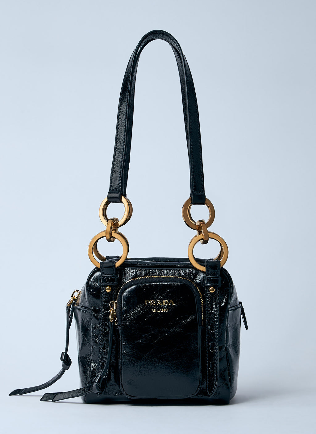 Prada Women Mini Dangle Leather Handbag