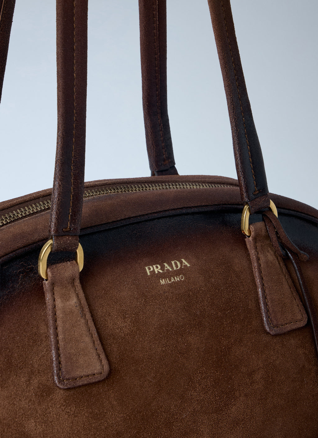 Prada Women Bowling Medium Suede Handbag