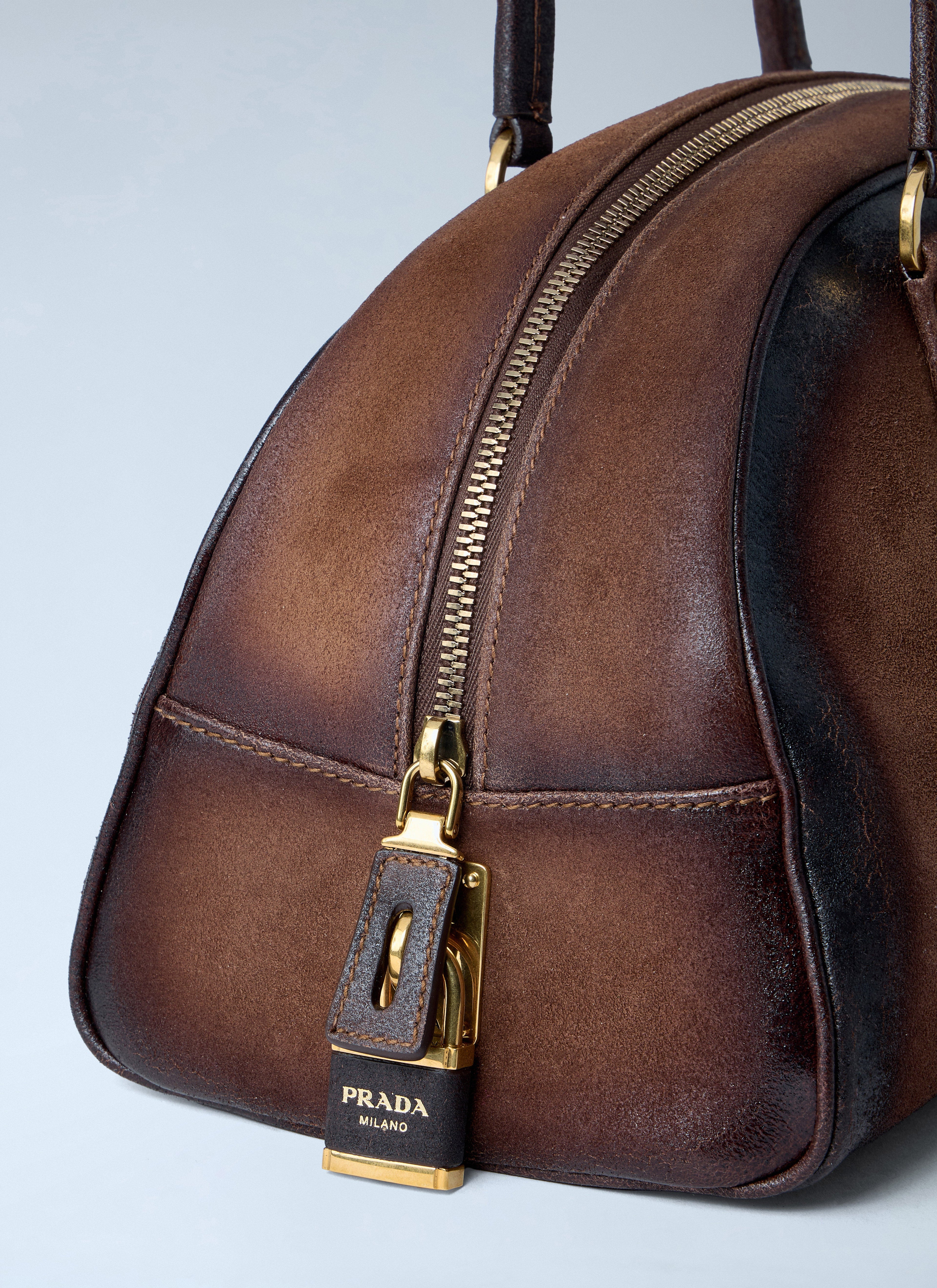 Prada Women Bowling Medium Suede Handbag