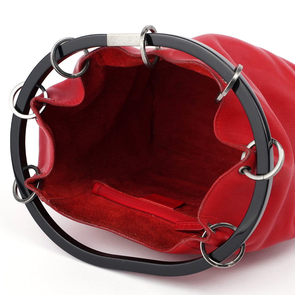 001 3750 Red Calfskin Plastic Ring Bag