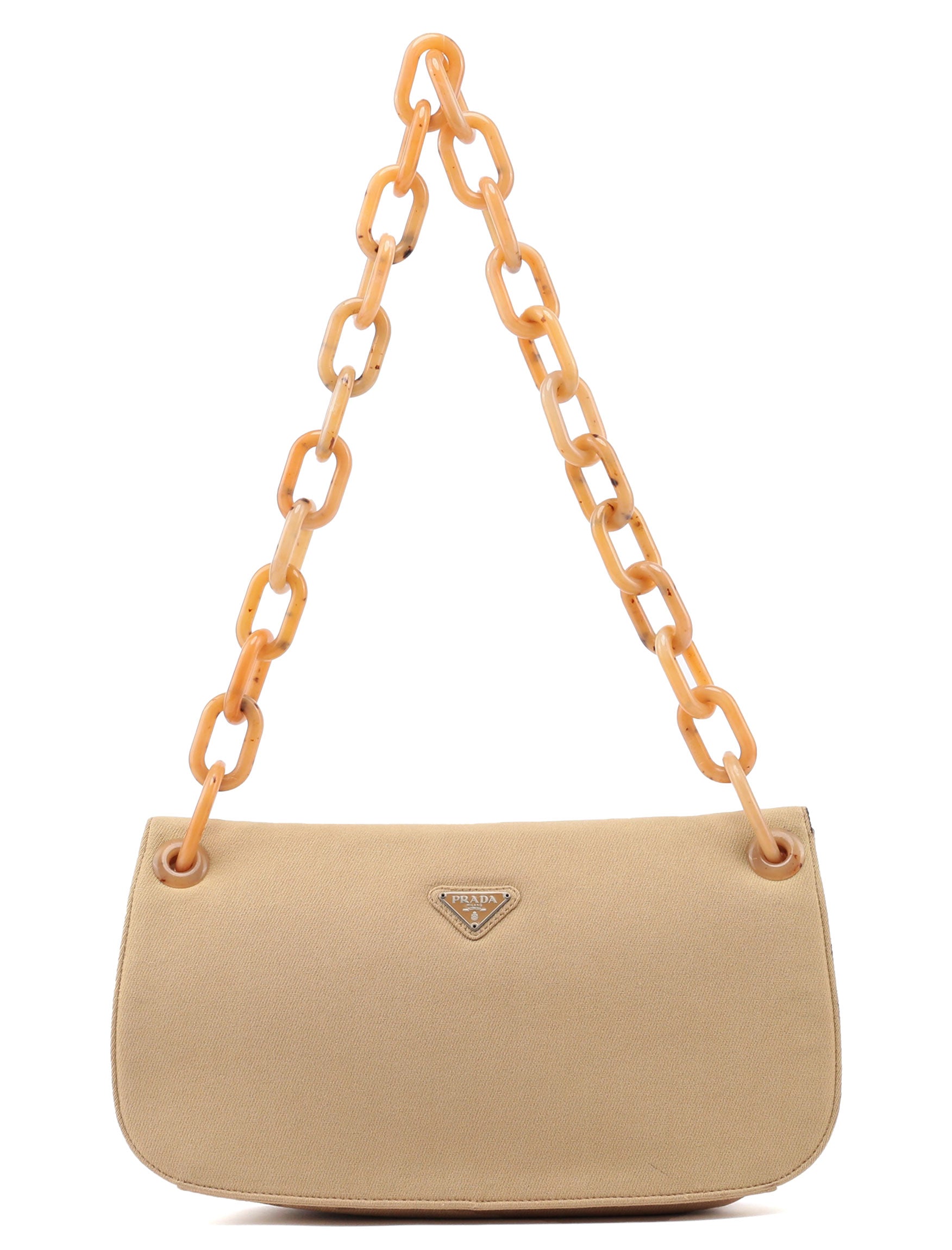 1990's Beige Tessuto Plastic Chain Bag