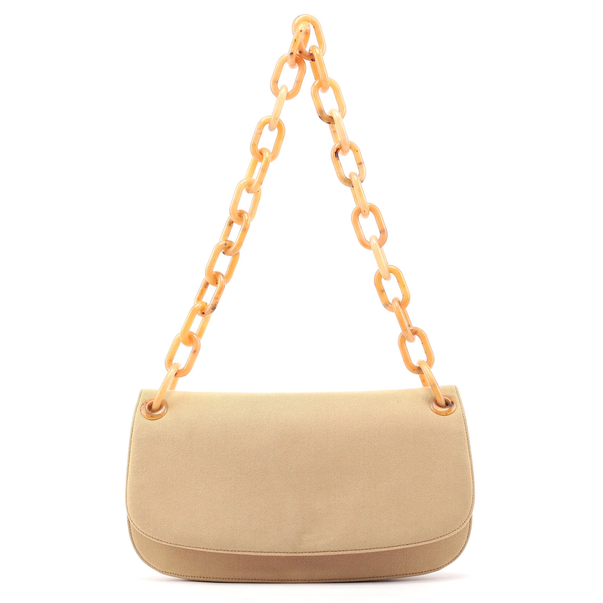 1990's Beige Tessuto Plastic Chain Bag