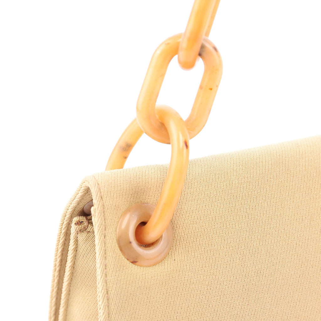 1990's Beige Tessuto Plastic Chain Bag