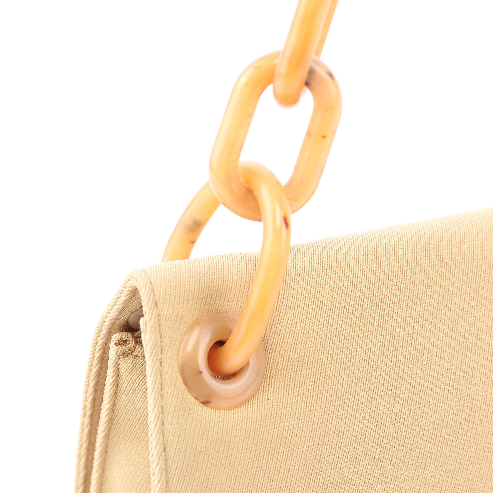 1990's Beige Tessuto Plastic Chain Bag