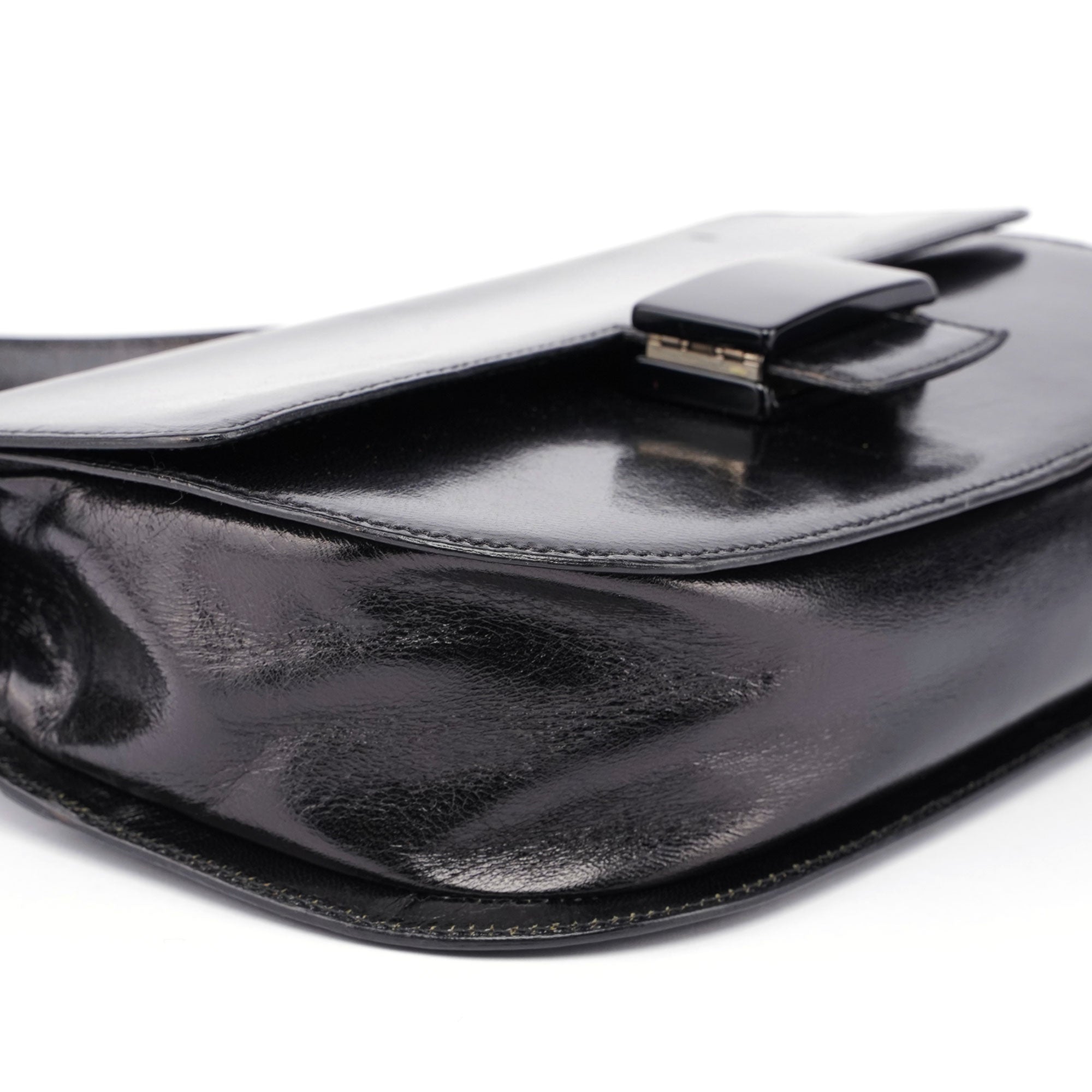 1990's Black Calfskin Shoulder Bag
