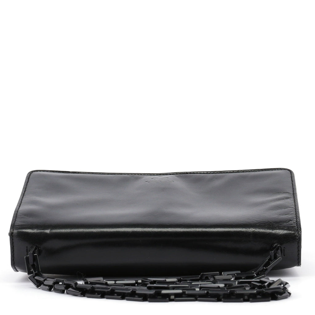 1990's Black Vitello Plastic Shoulder Bag